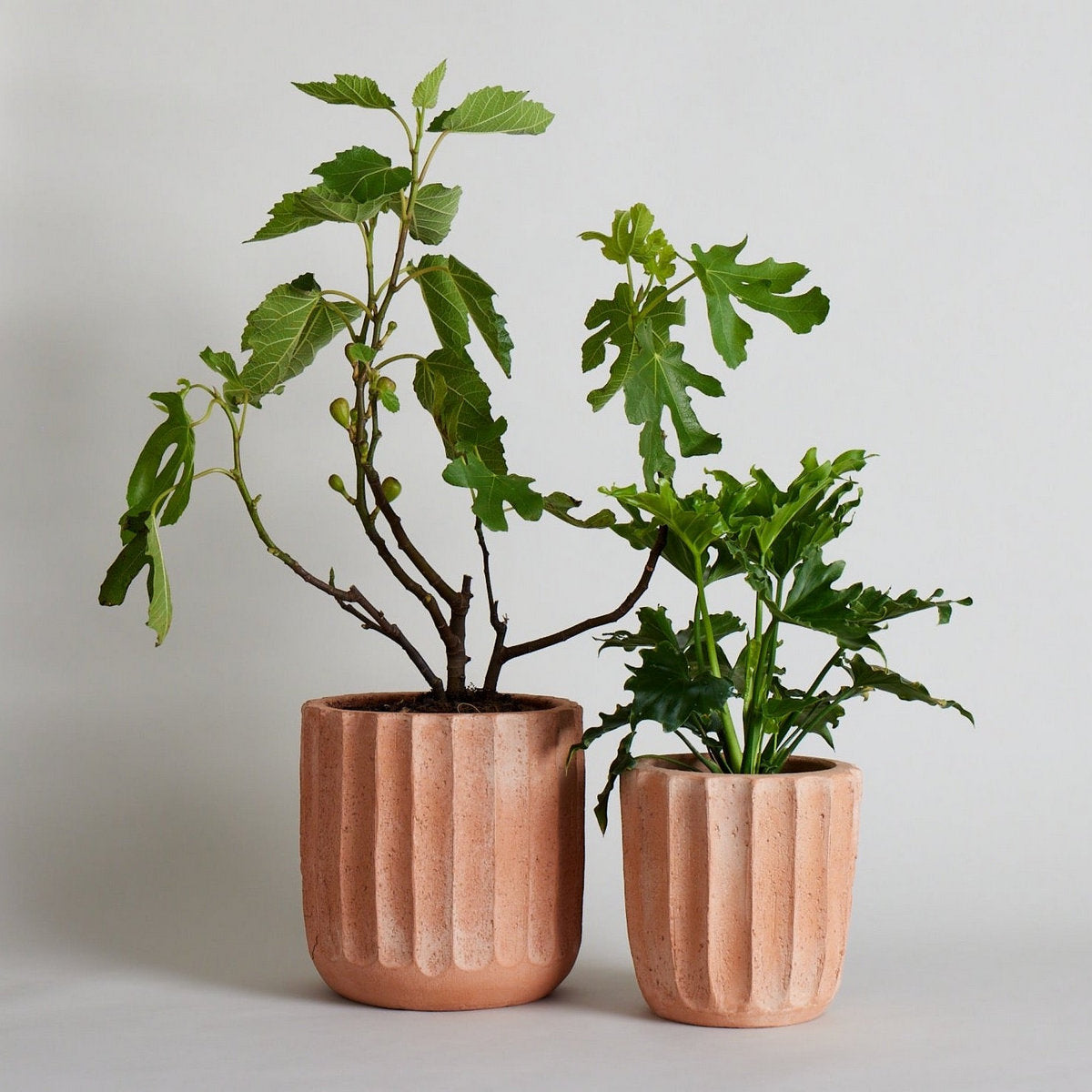 brown plant pots indoor Fluted Planter Handmade Terra Cotta Pot