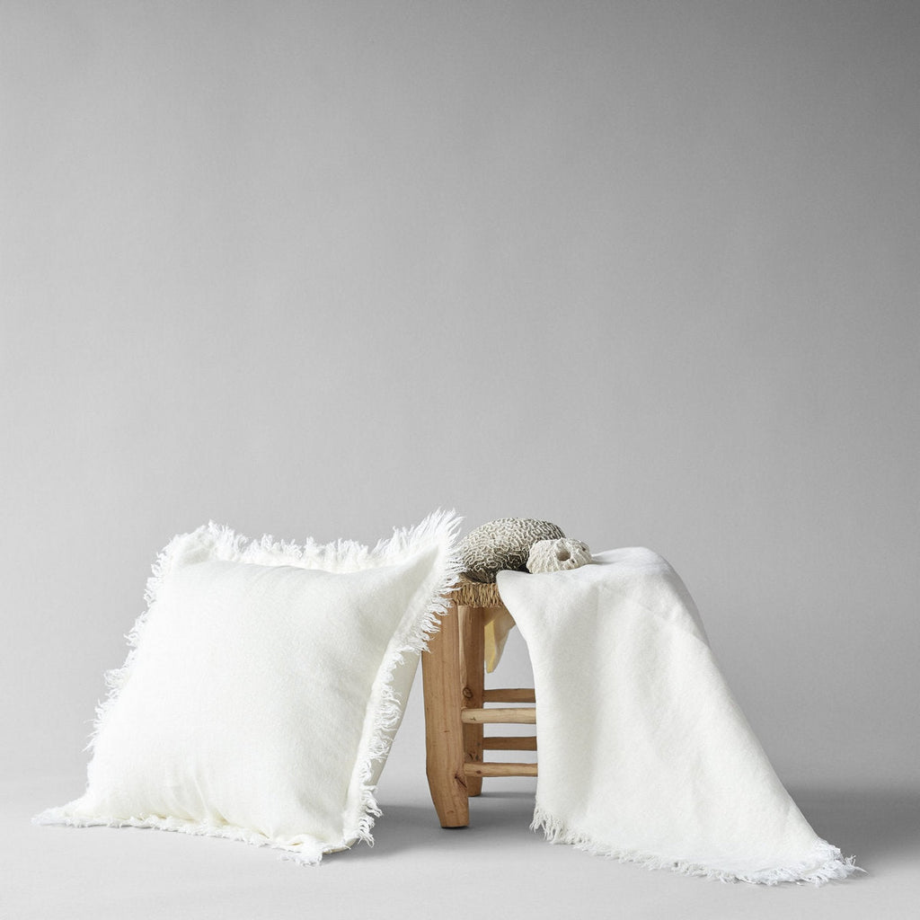 Linen Throw in White - Bloomist