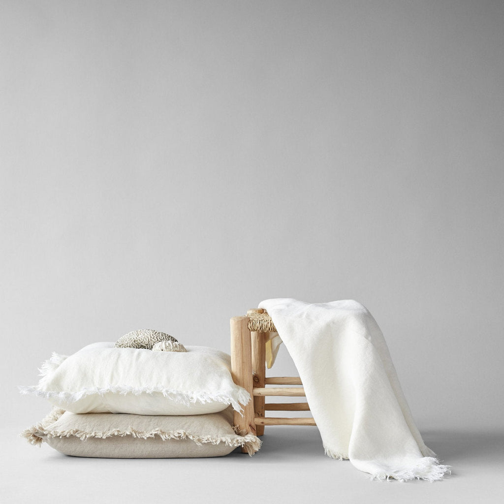 Linen Throw in White - Bloomist