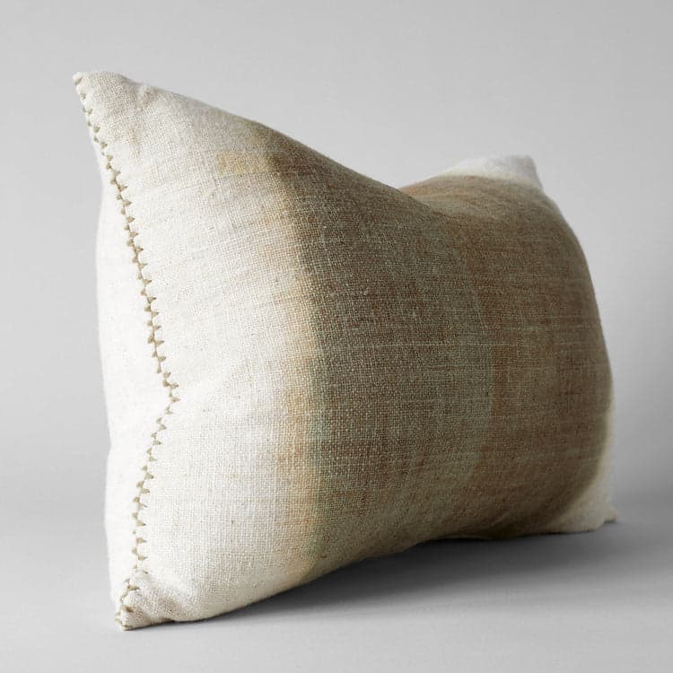 Plant-Dyed Wool Pillow With Green Center, 16x24 - Bloomist