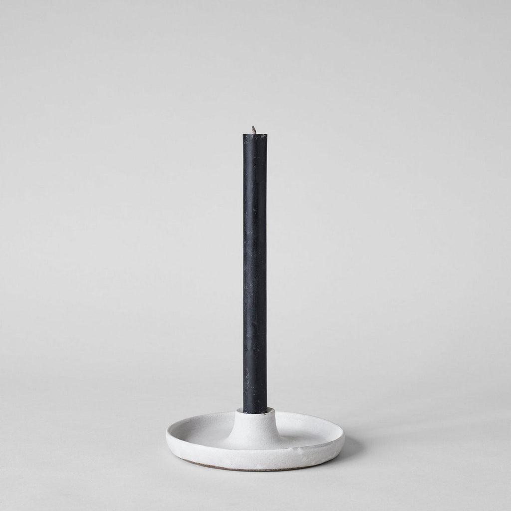 Stoneware Candlestick Holder, Grey - Bloomist