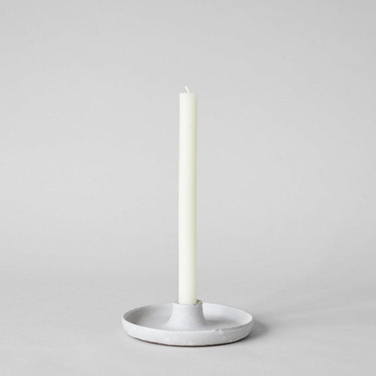 Stoneware Candlestick Holder, Grey - Bloomist