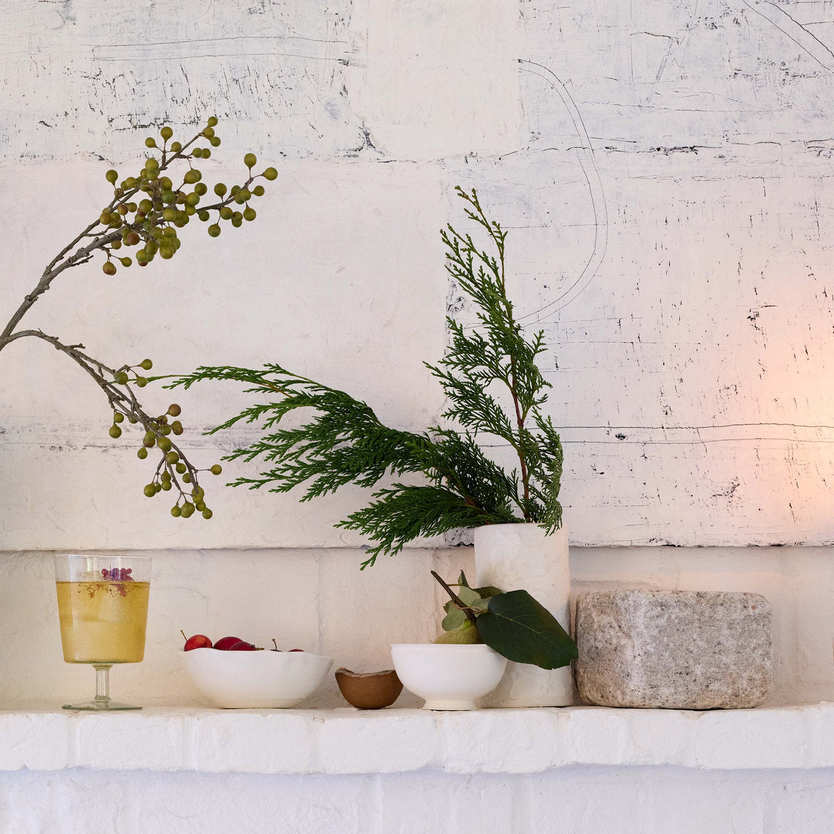 Ceramic vase with sculptural white texture for tabletop decor