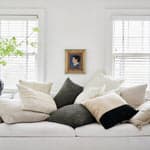 Herringbone Linen Pillow in Black, 16 x 24
