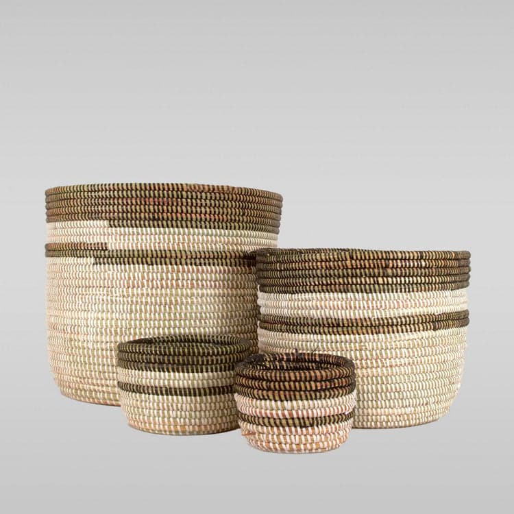 Black and White Stripe Senegalese Baskets