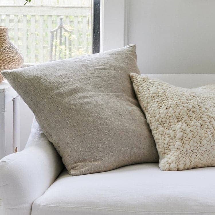Herringbone Linen Pillow in Natural, 24x24 - Bloomist