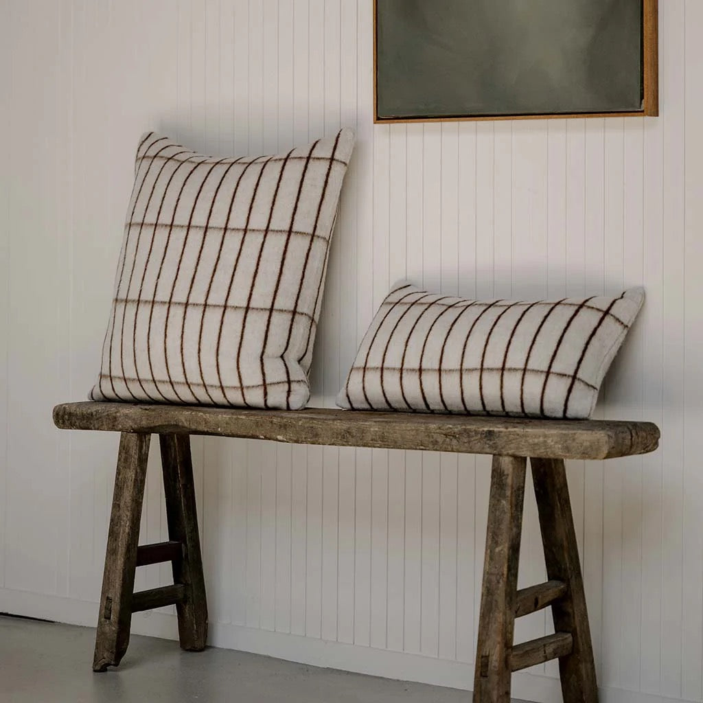 Aalto square pillow showing asymmetric grid with vertical columnar emphasis
