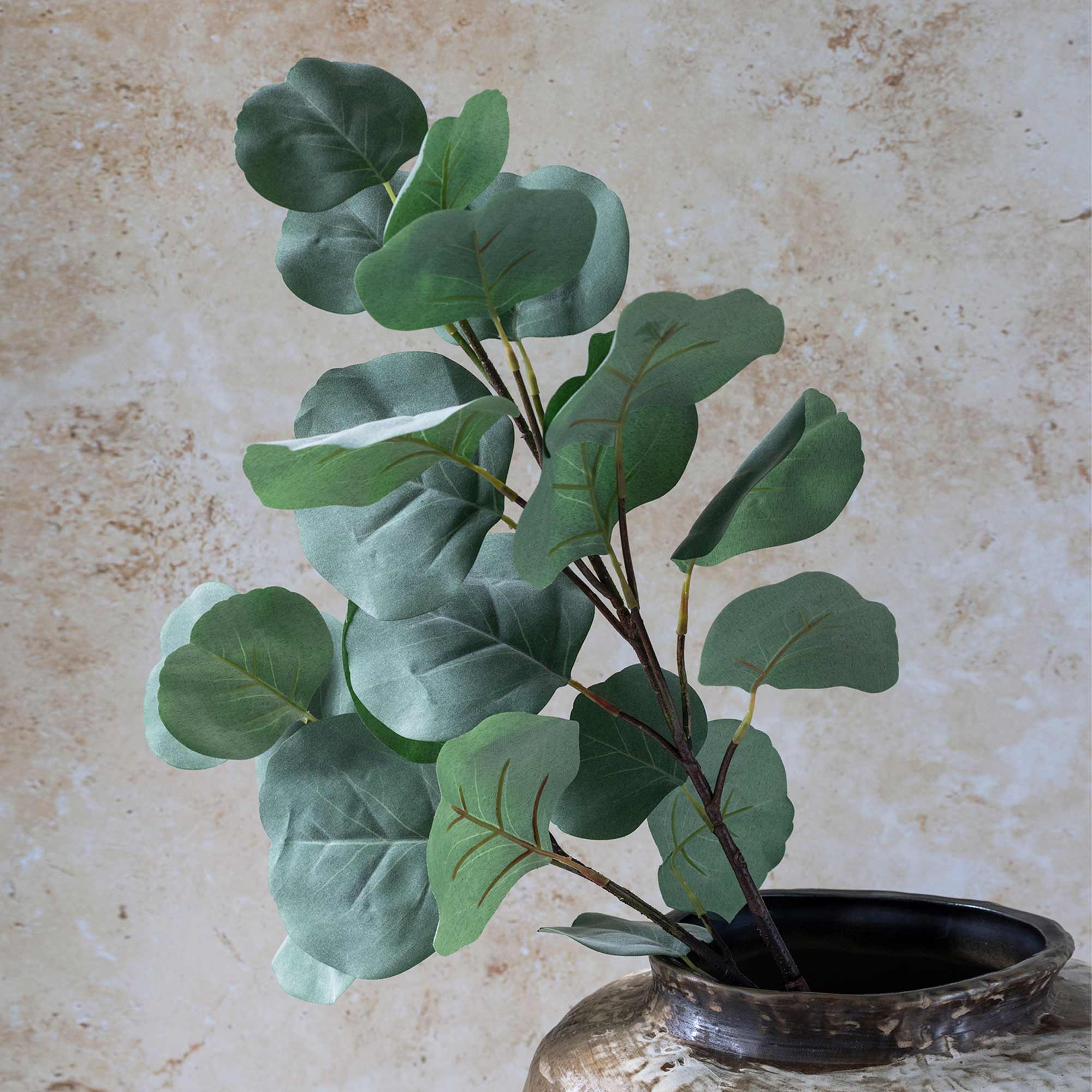 Artificial silver dollar eucalyptus with natural layering