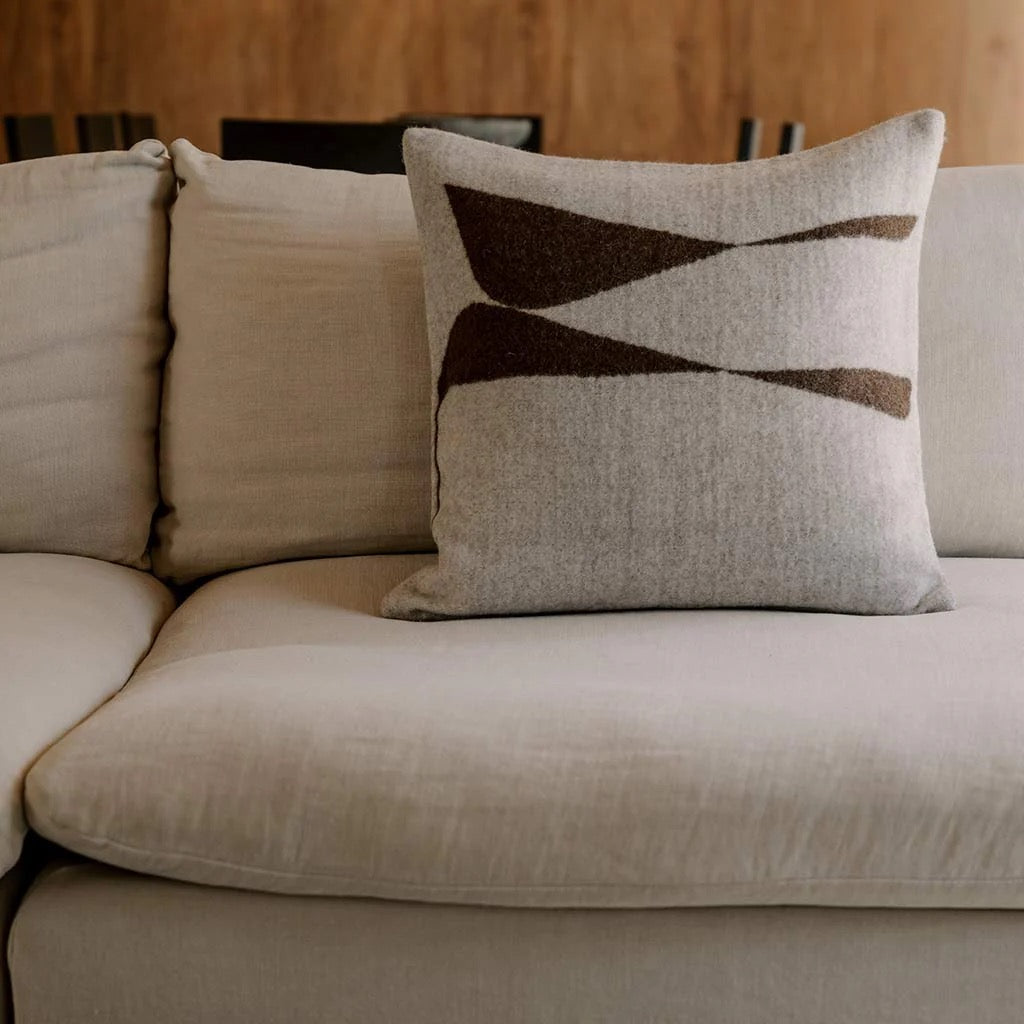Reversible baby alpaca throw pillow with a 95/5 feather down insert included