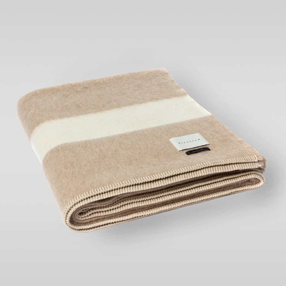 Siempre Throw, Beige with Ivory Stripe - Bloomist