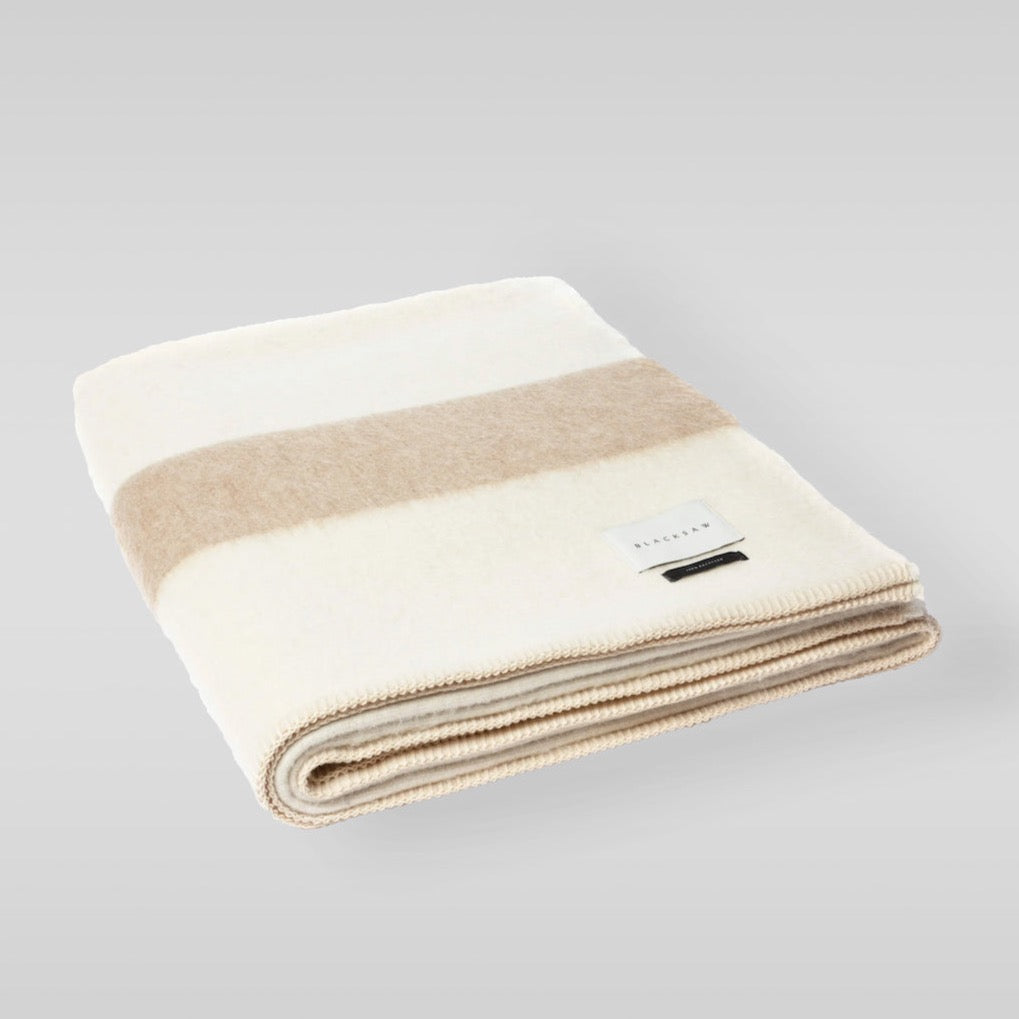 Siempre Throw, Ivory with Beige Stripe - Bloomist