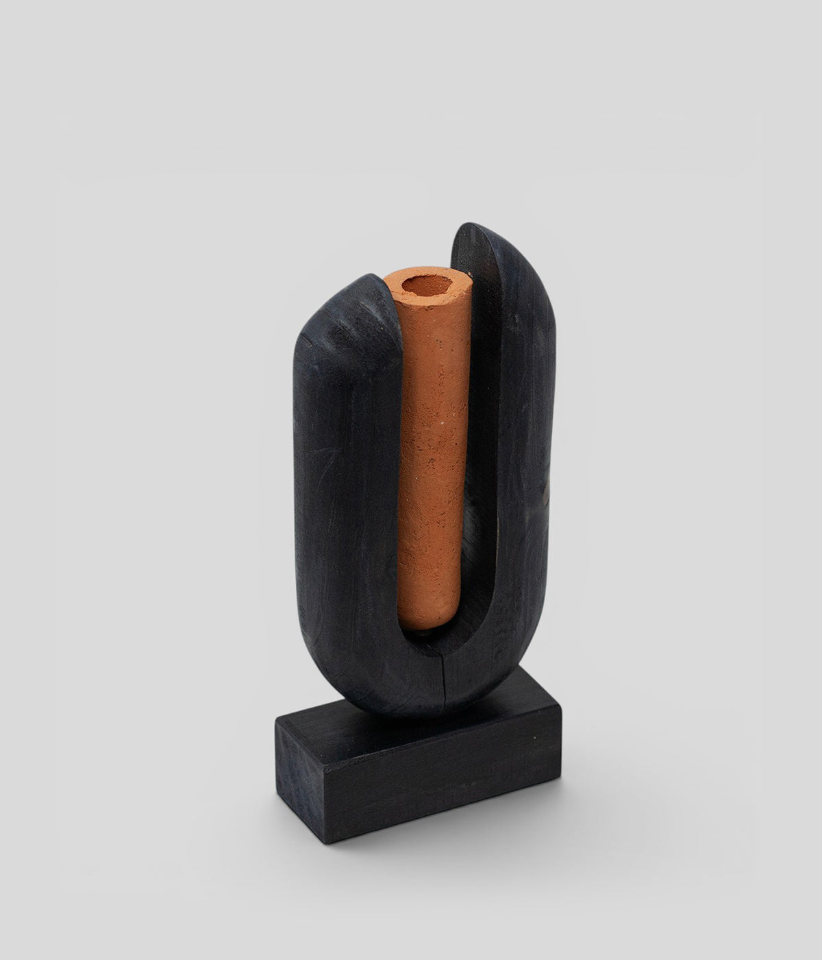Arched Wood Vase, Charcoal