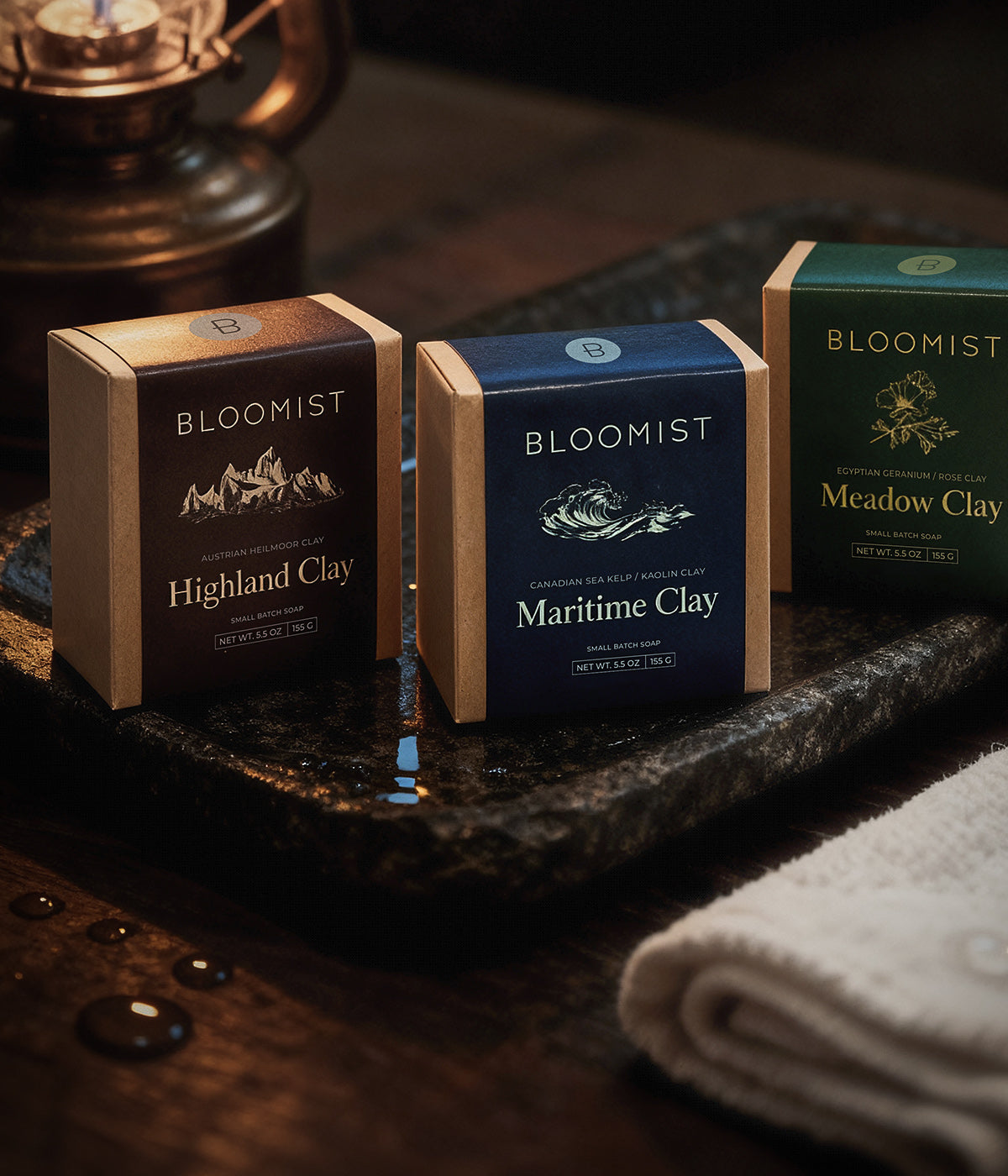 Vegan bar soap made with Austrian Heilmoor clay, organic plant oils, and warm resin aromatics