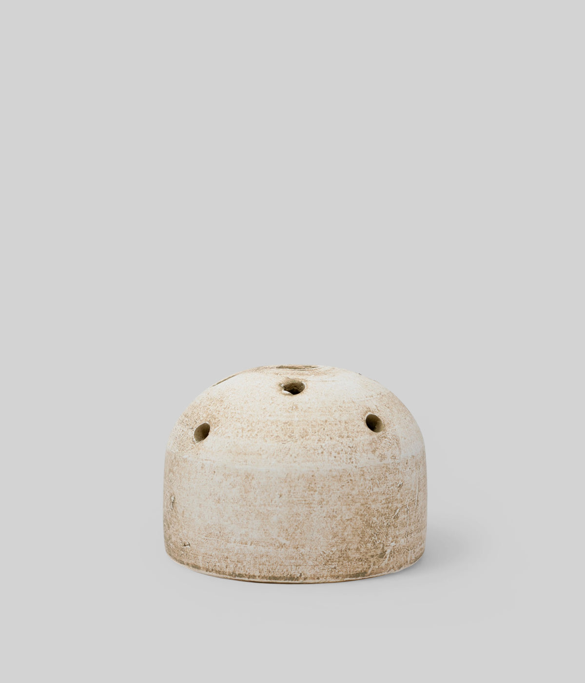 Small white terra cotta frog vase with rounded low profile
