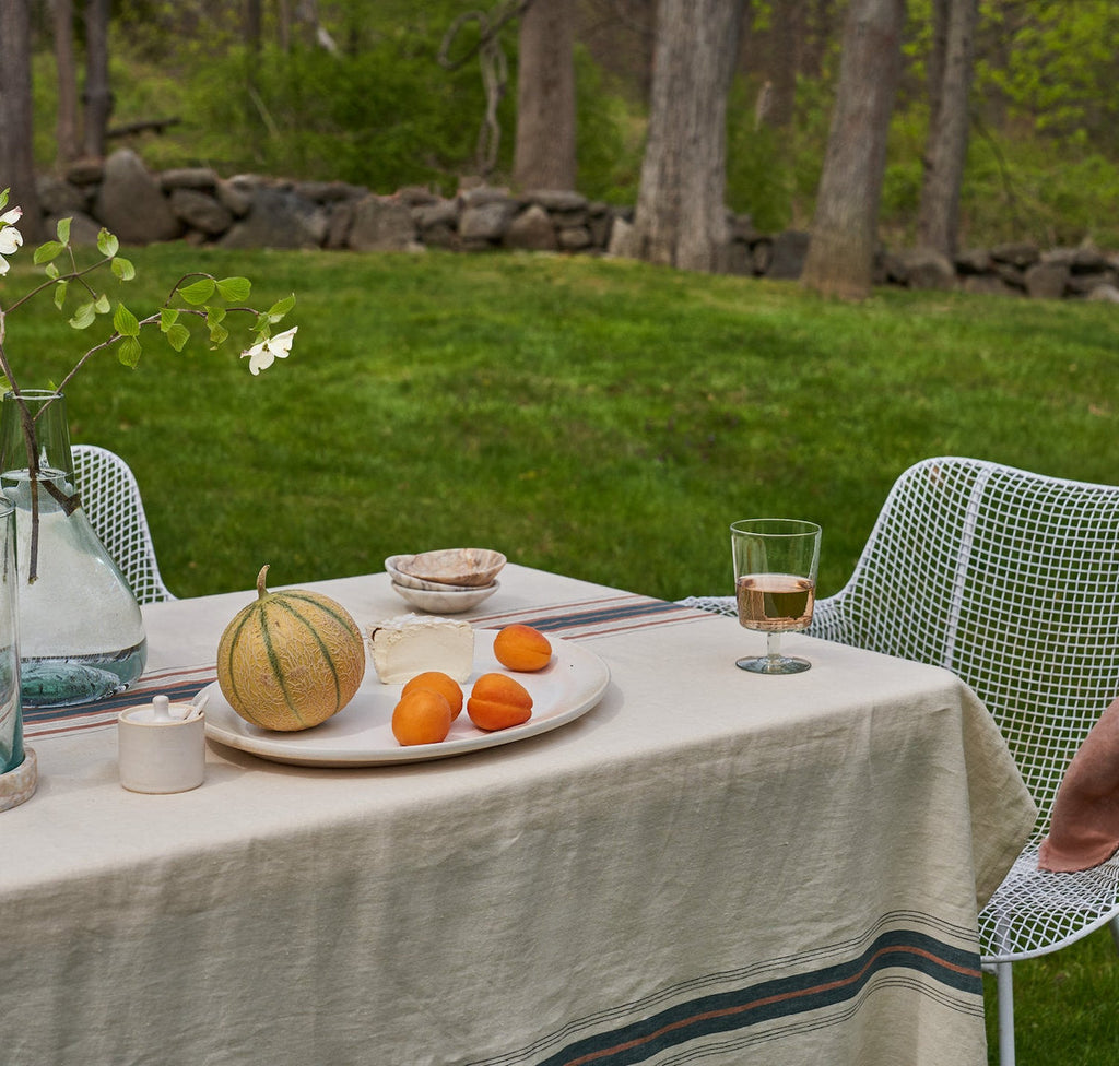 Gypsum Stripe Linen Tablecloth - Bloomist