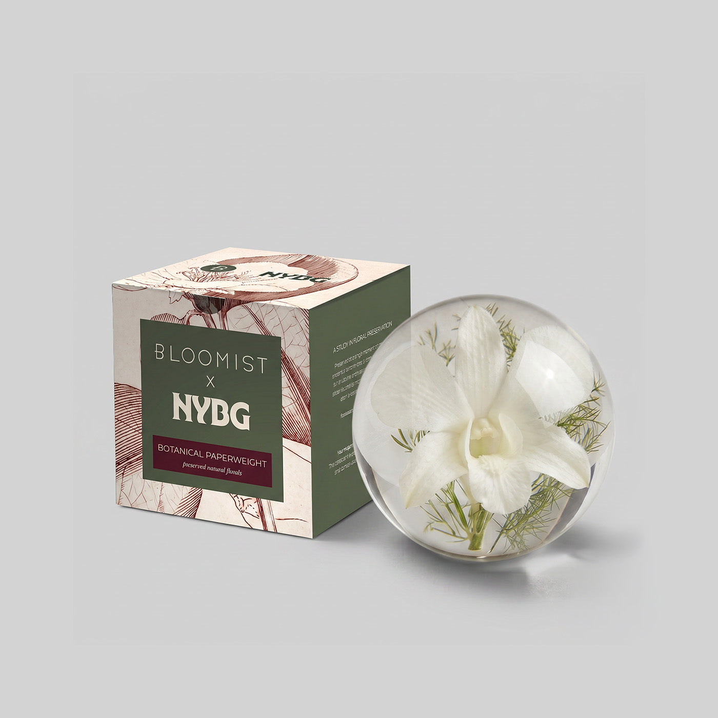 White Orchid Botanical Resin Paperweight