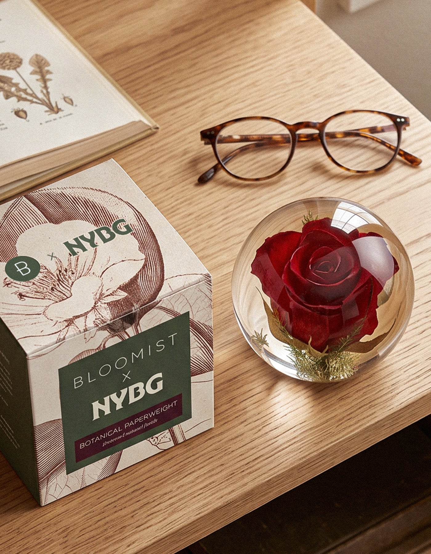 Rose Botanical Resin Paperweight