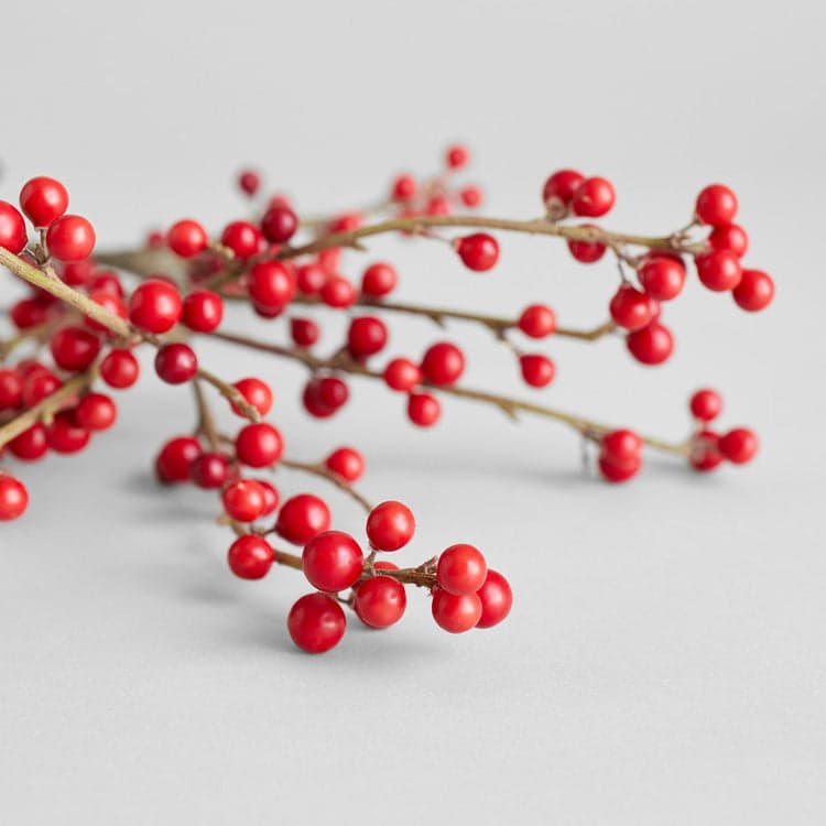 EcoFaux Red Ilex Berry Branch, 32"