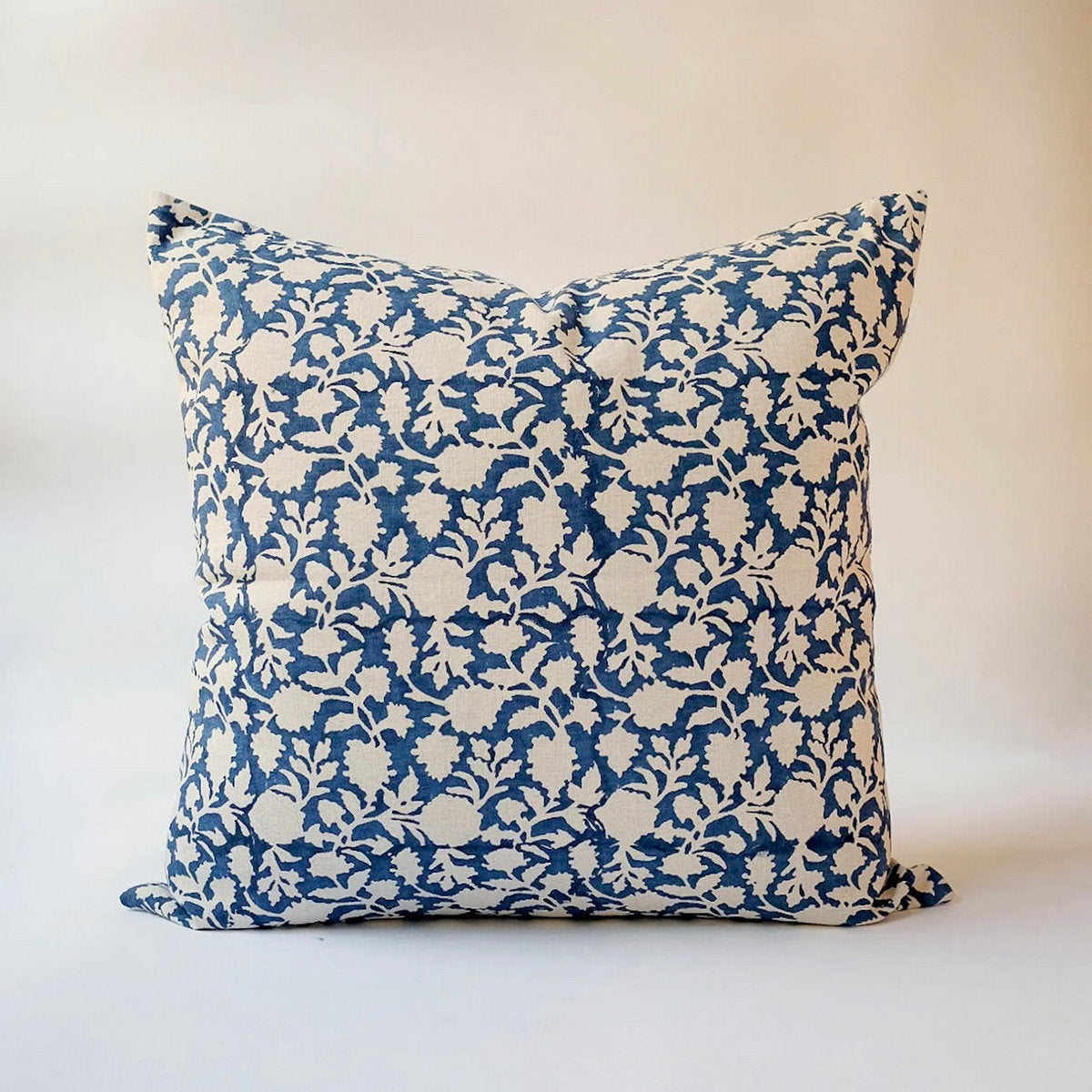 Amna Hand Block Printed Linen Pillow Cover, 22x22 - Bloomist