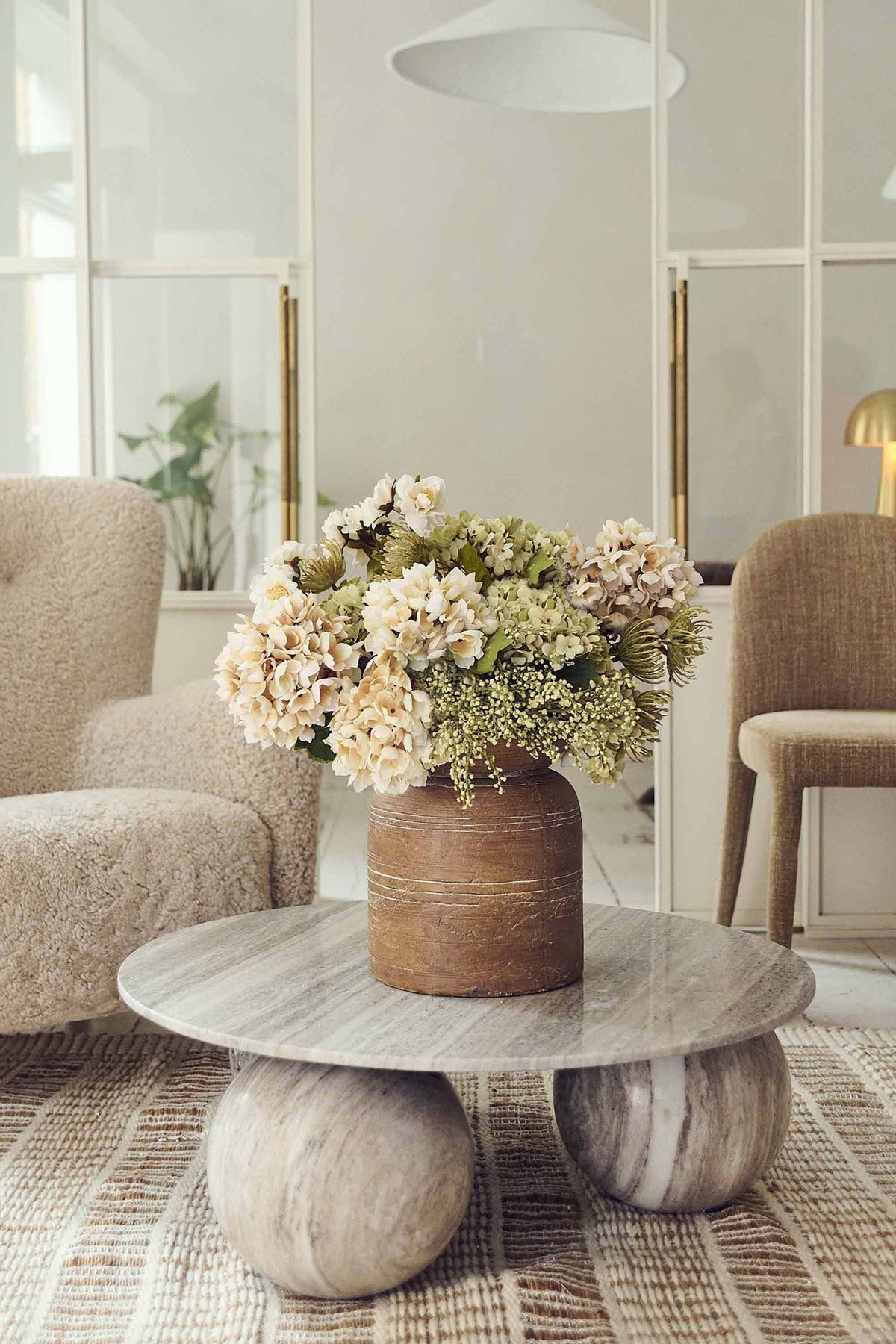 Hand finished artificial bouquet designed to replicate natural garden fresh florals