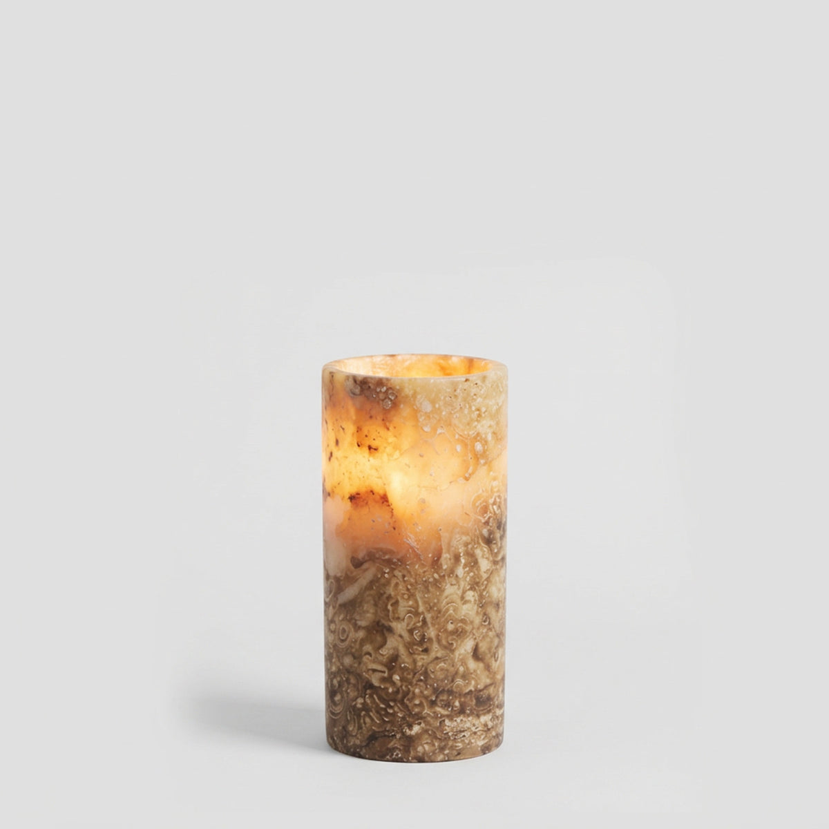 Cylinder Amber Alabaster Vase and Candleholder