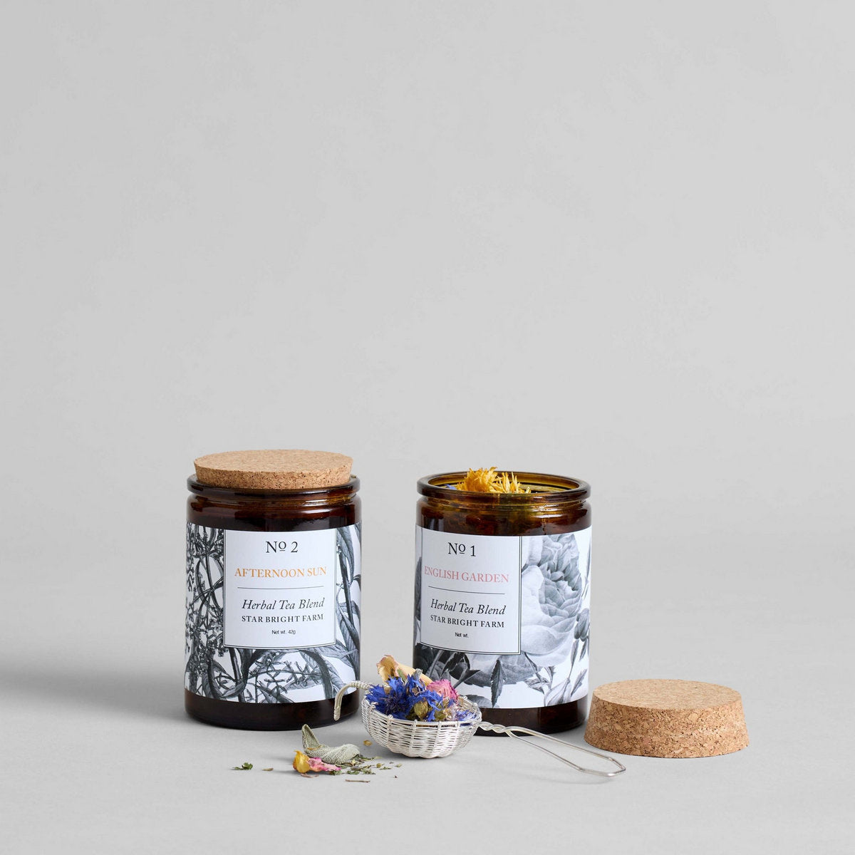 Bloomist's Star Bright Farm Herbal Tea Duo with Silver Tea Strainer