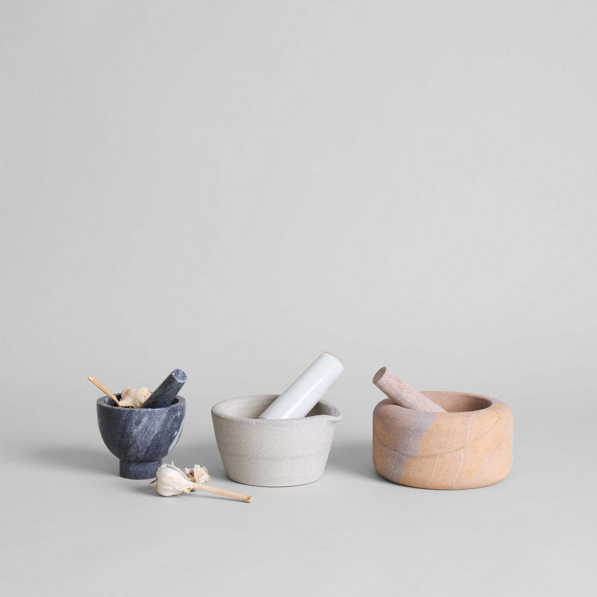 Ceramic mortar and pestle set with durable kiln-fired finish
