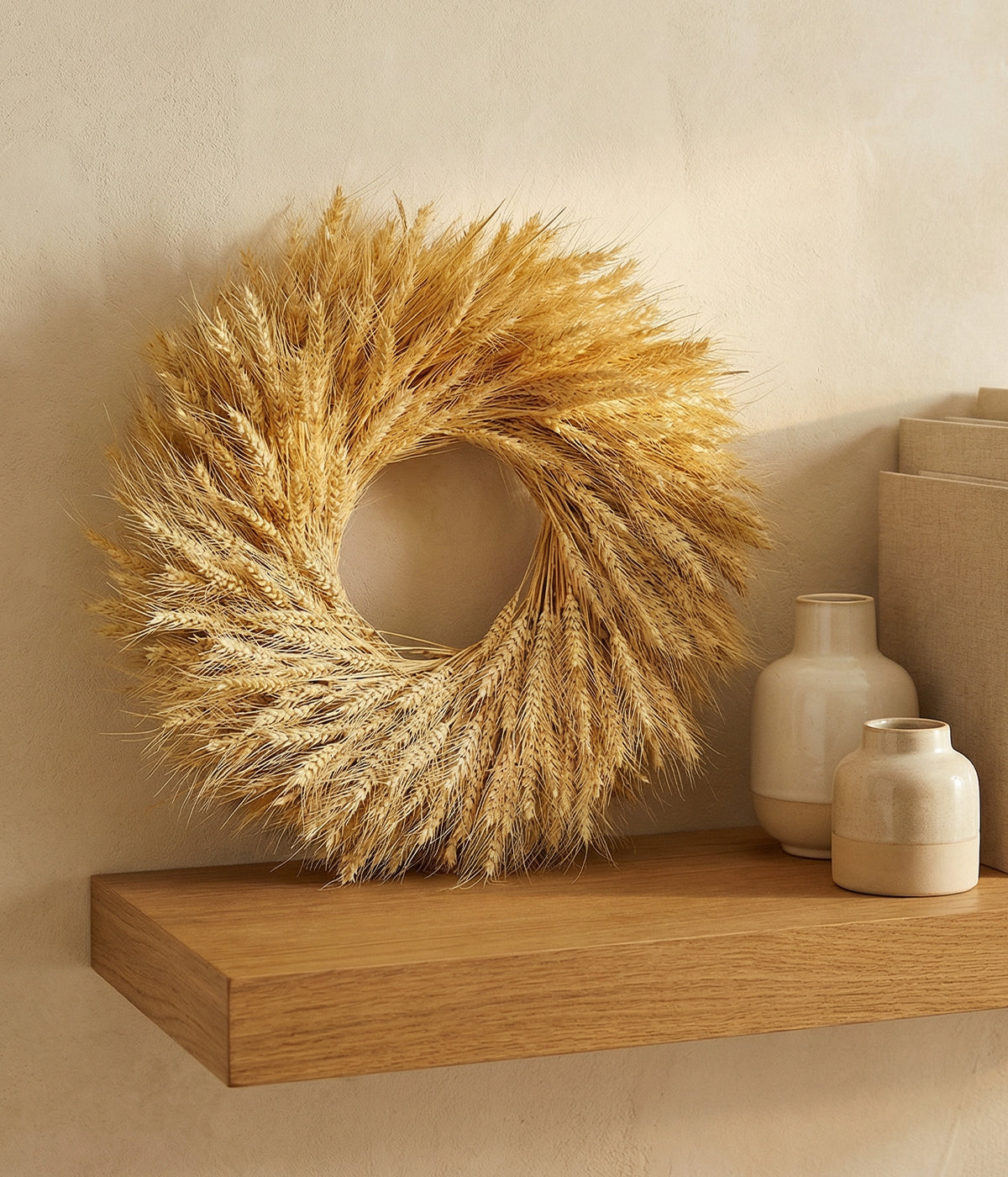 Classic Dried Blonde Wheat Wreath - Thumbnail 2