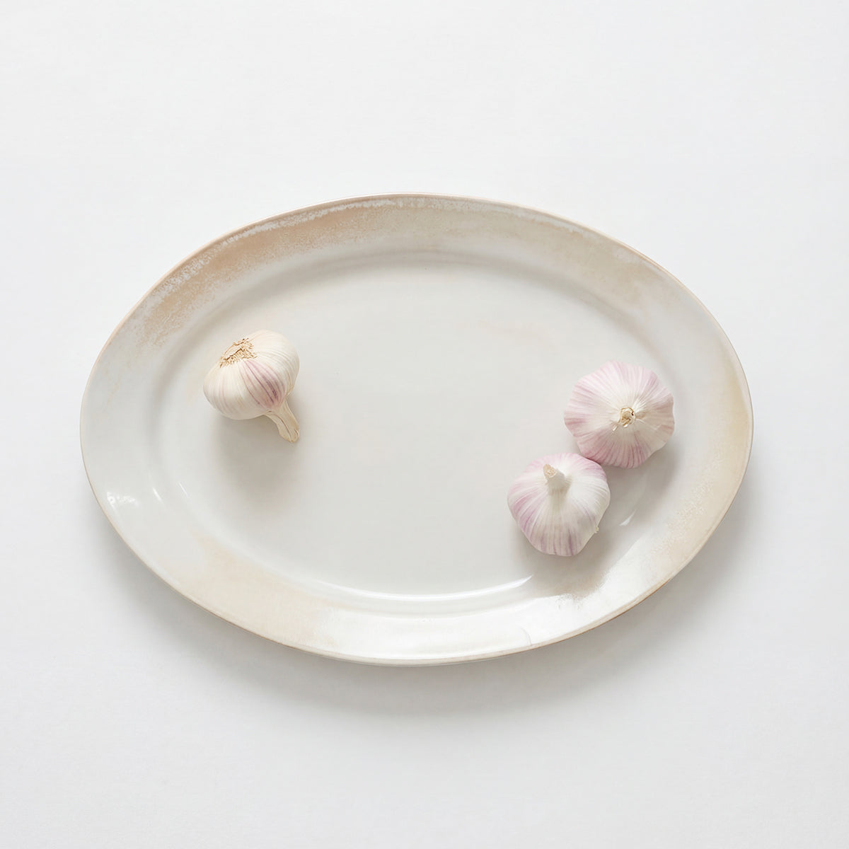 Pottery Platter with Garlic Displayed