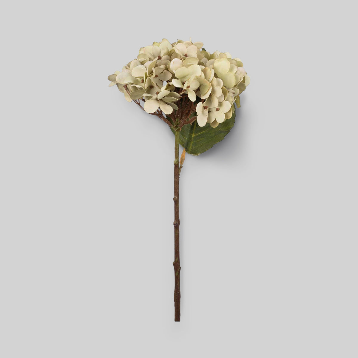 Faux Green Hydrangea stem with hand-finished petals for vases or wedding centerpieces