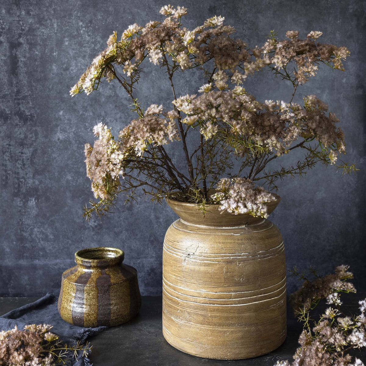 Queen Anne's Lace Faux Flowers styled in a tall vase