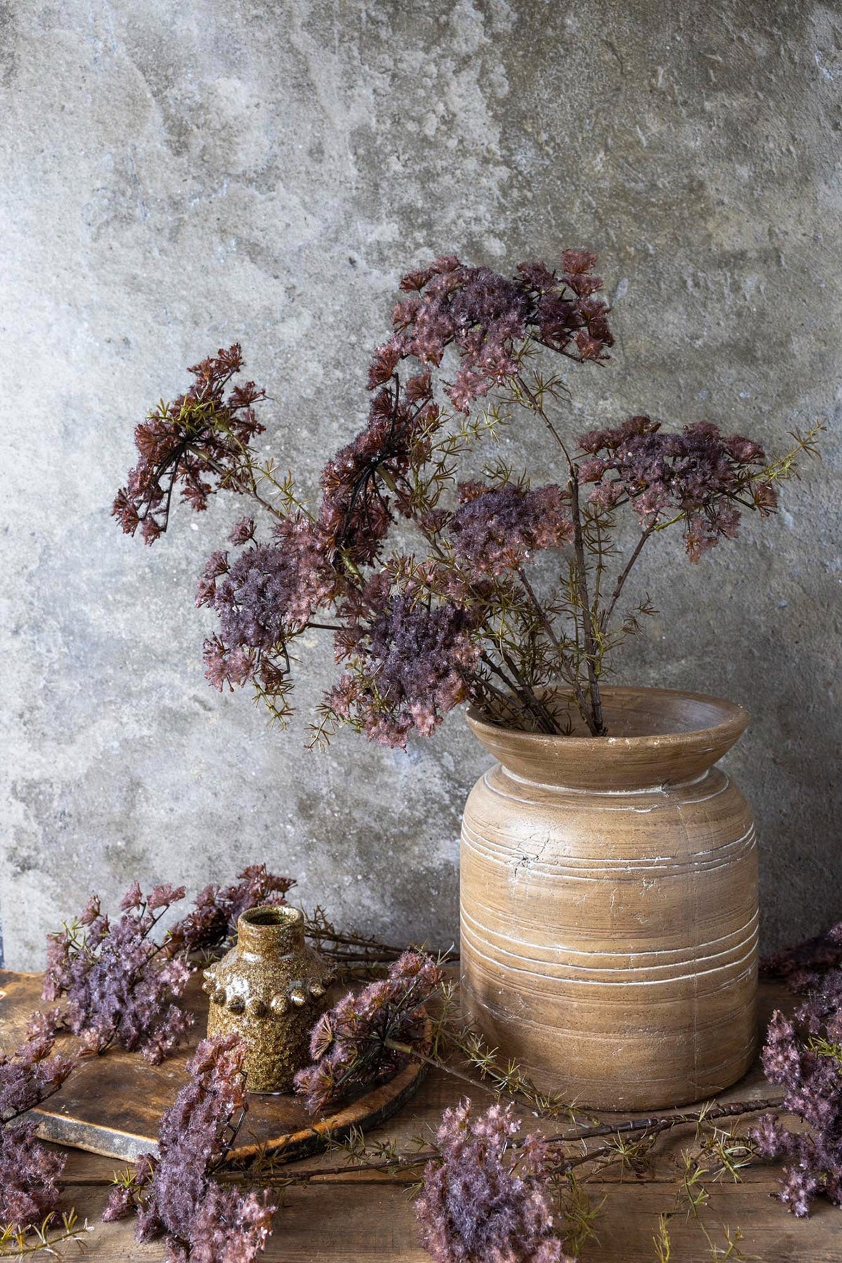 Faux Queen Anne's Lace Stem | Artificial Purple Wildflower