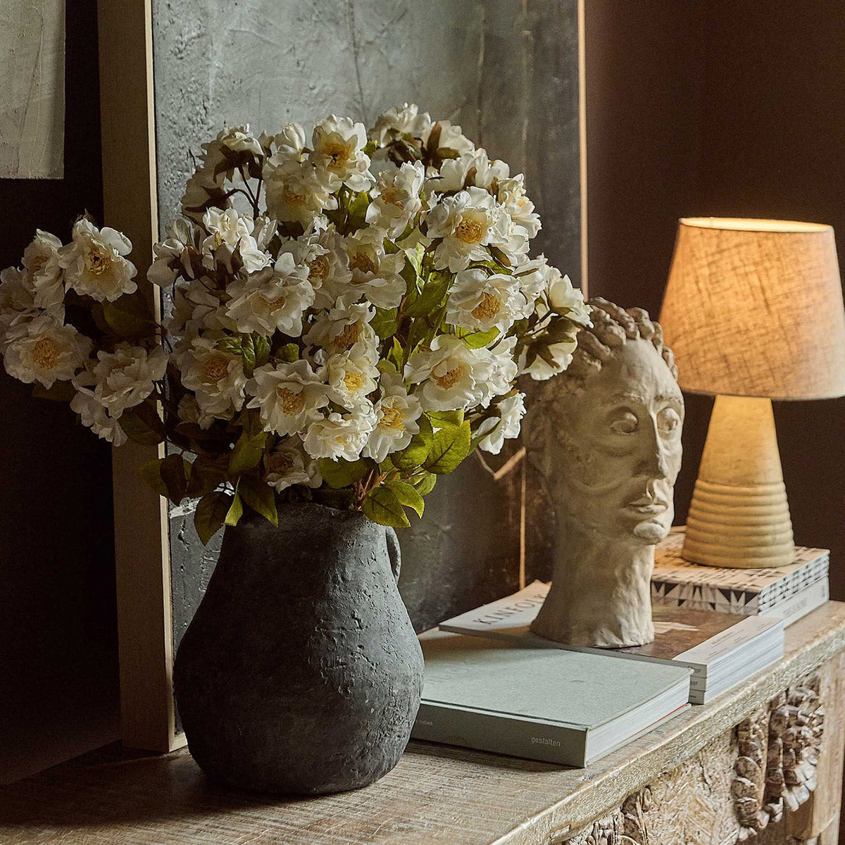 Cream artificial rose bouquet with soft petals for timeless displays and elegant home decor