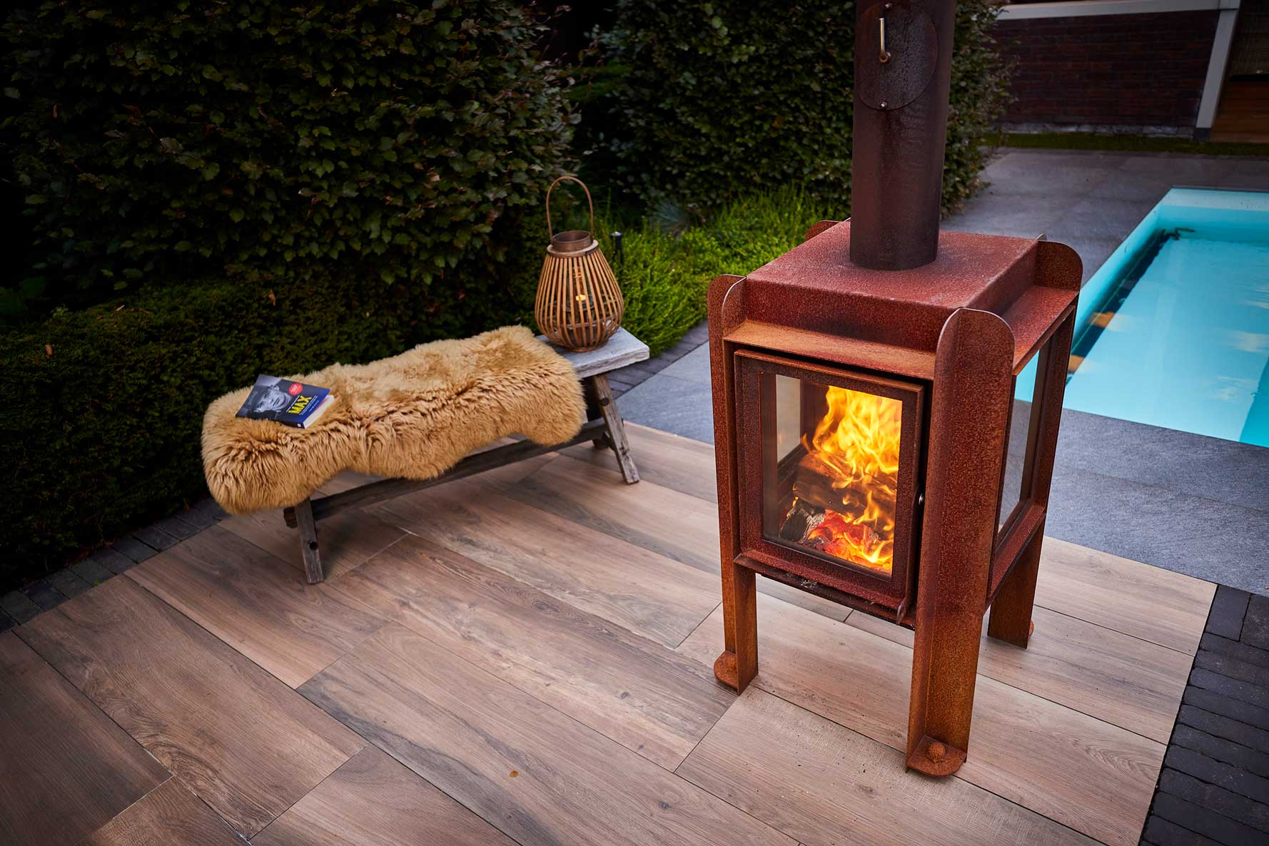 Grand wood burning fireplace design