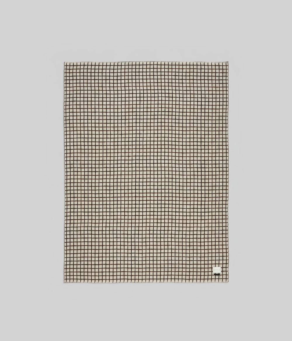 Floyd baby alpaca reversible throw 53x70 zero dye Ivory Coffee micro grid