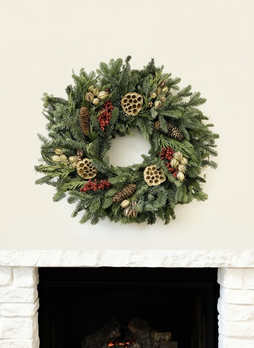 Fresh Fir Holiday Wreath, 30"