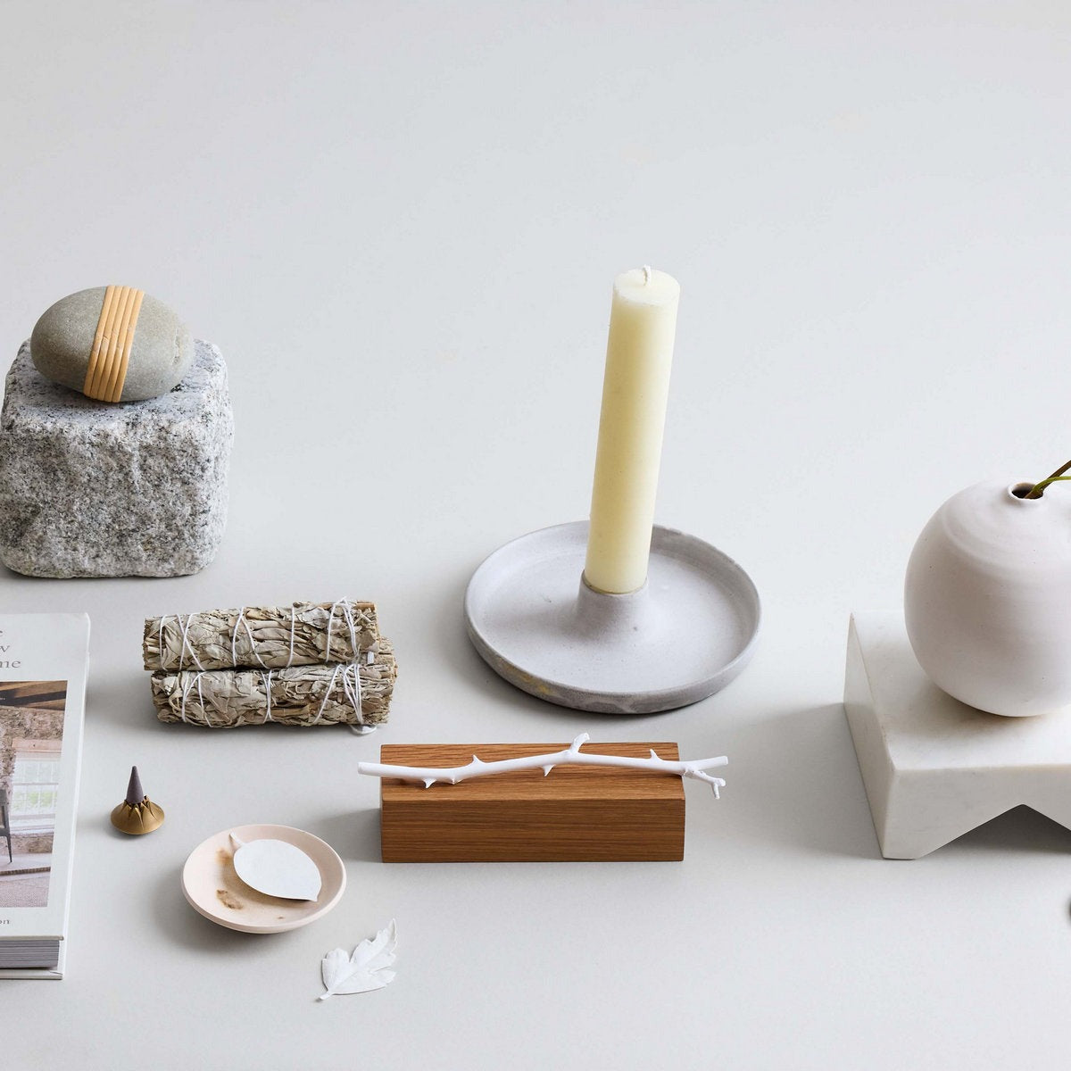 Handcrafted candle duo with ceramic candlestick and beeswax tapers for cozy ambiance