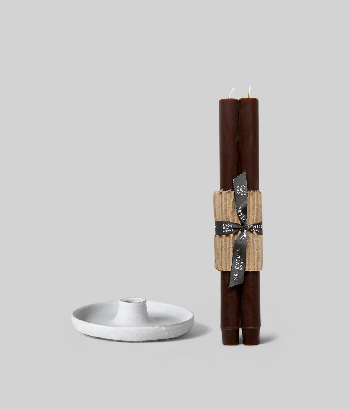 Handmade ceramic candle holder with tapers in espresso