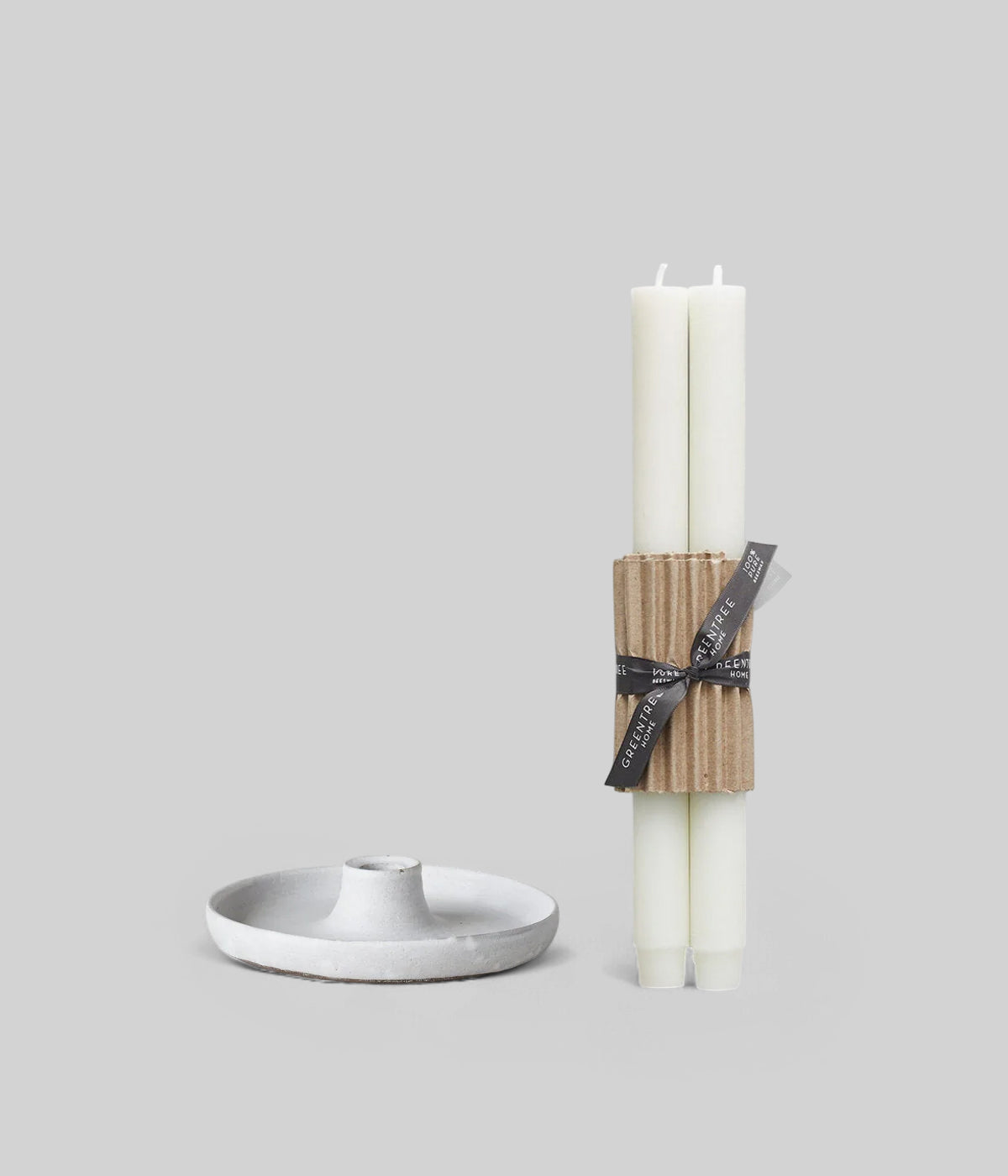 Holiday Candle Gift Set | Stoneware Holder and Beeswax Tapers