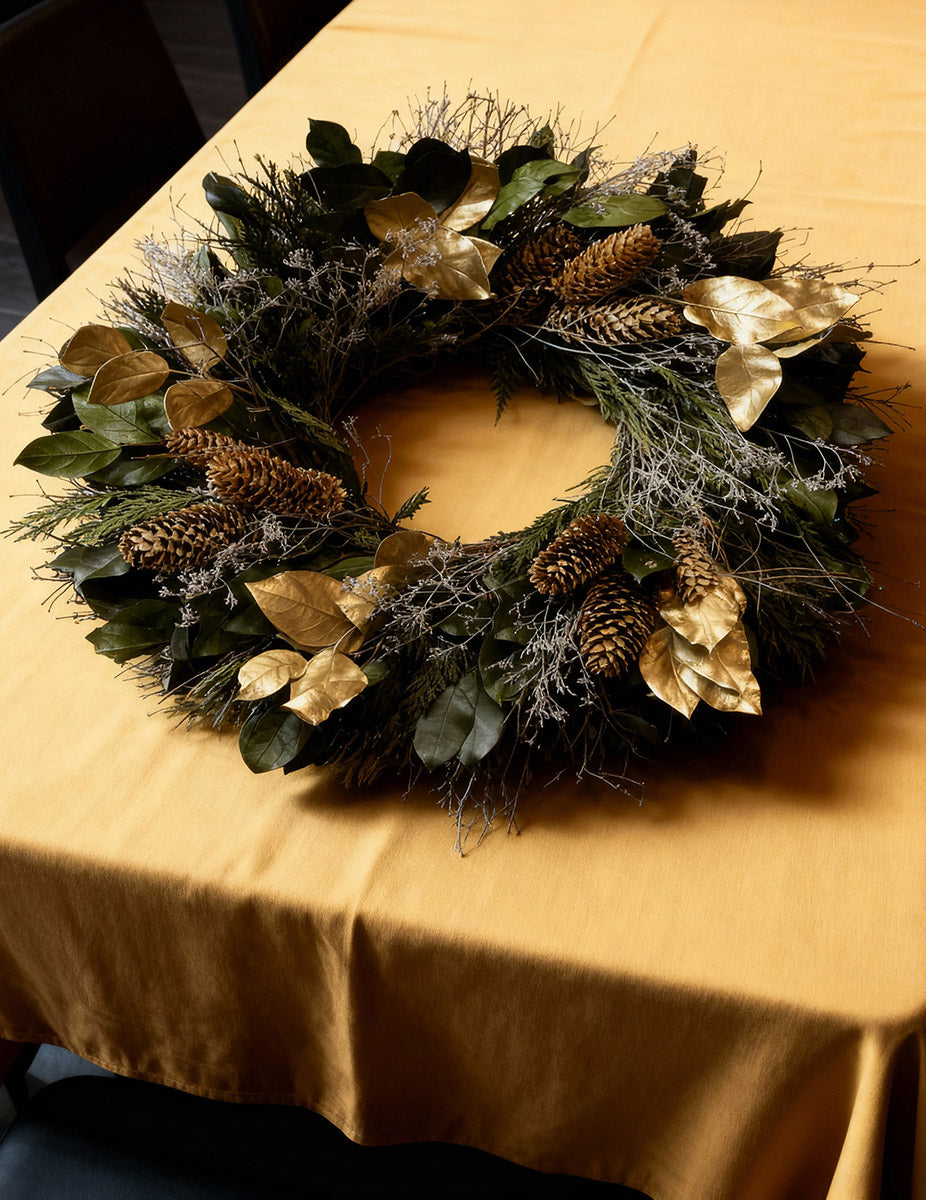 Winter Door Wreath and Christmas Garland set for entryways and mantels
