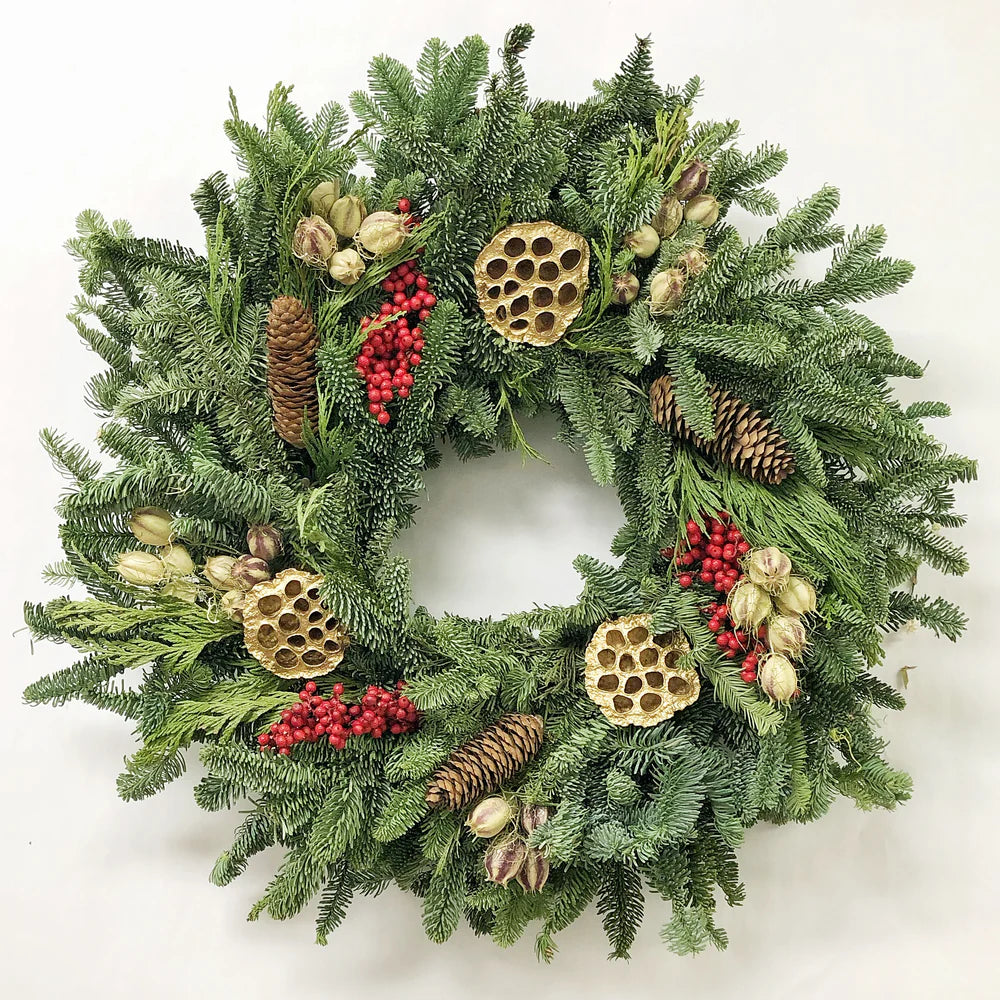 Fresh Fir Holiday Wreath, 30"