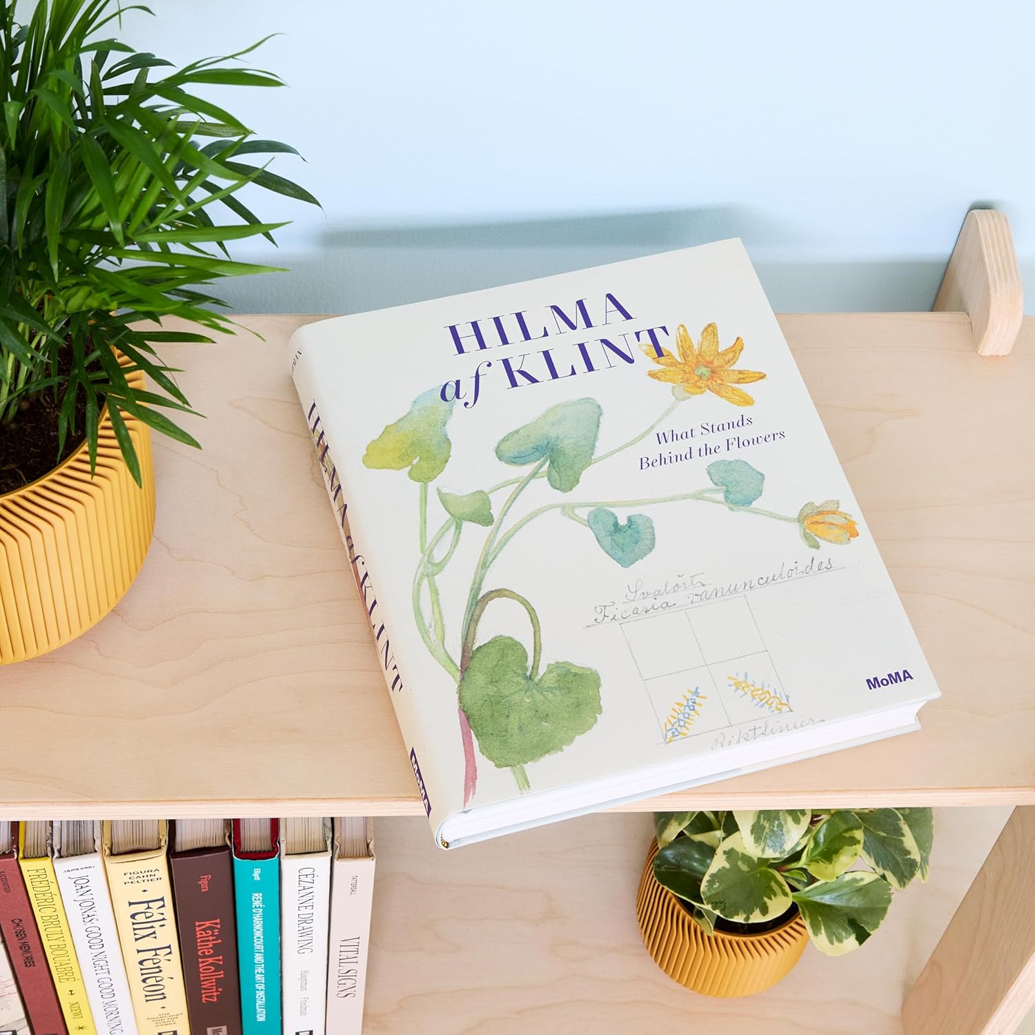 Hilma af Klint art book with watercolor floral drawing and abstract geometry