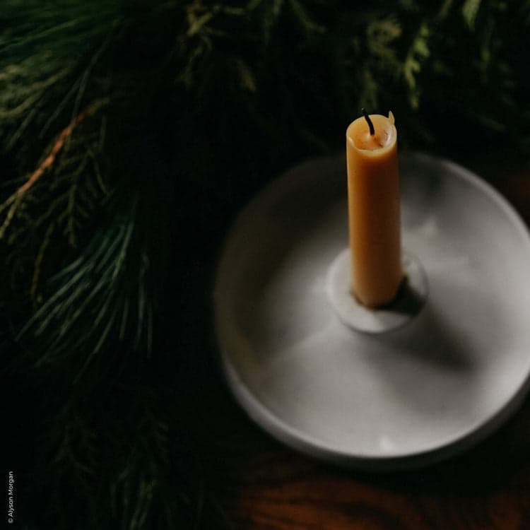 Stoneware Candlestick Holder, Grey