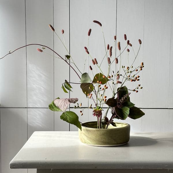 Stoneware Ikebana Bowl, Olive | Bloomist