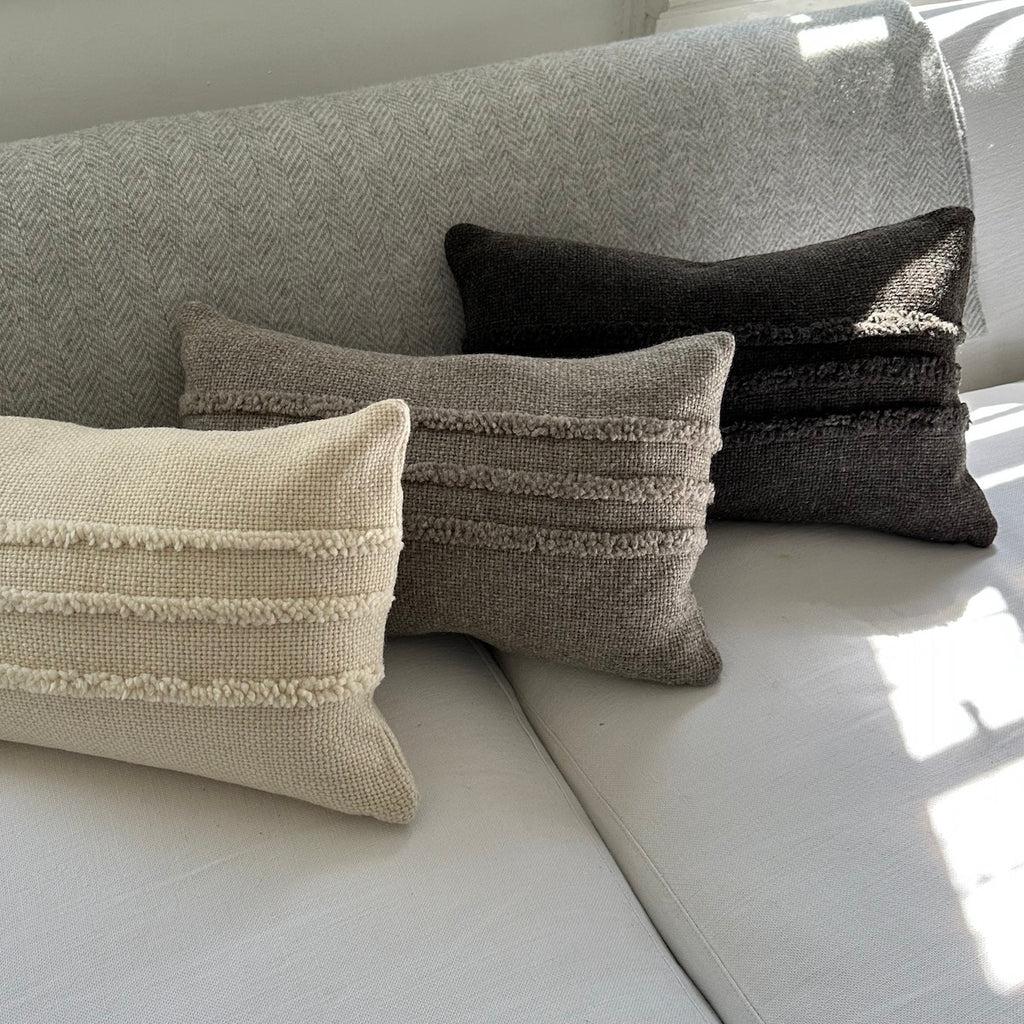 Triple Stripe Wool Pillow, 13" x 21"