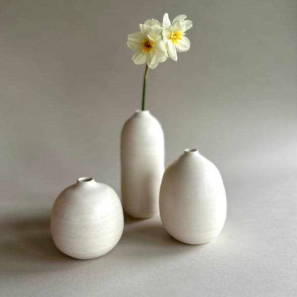 Stoneware Vase Collection, White