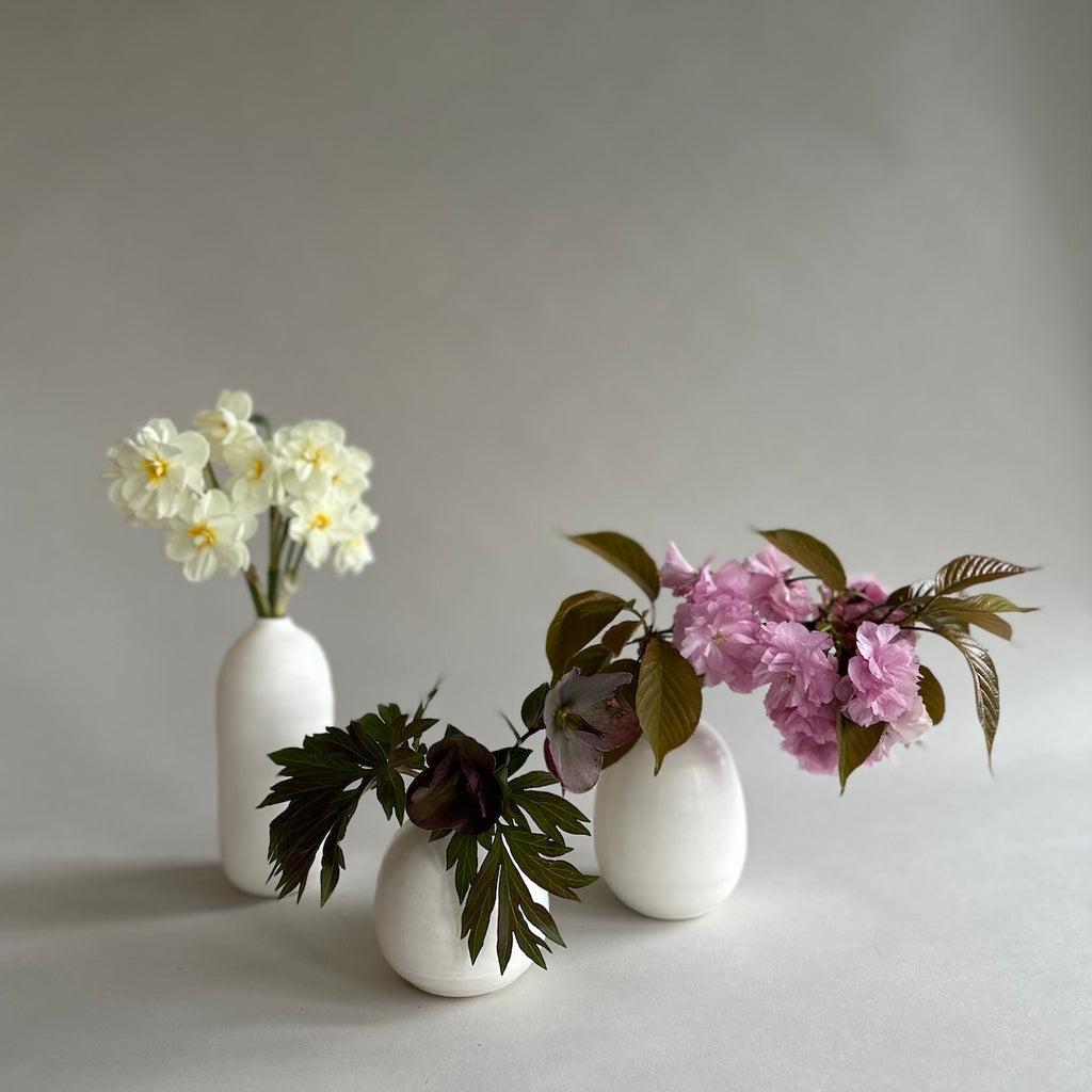 Stoneware Bud Vase Collection, White