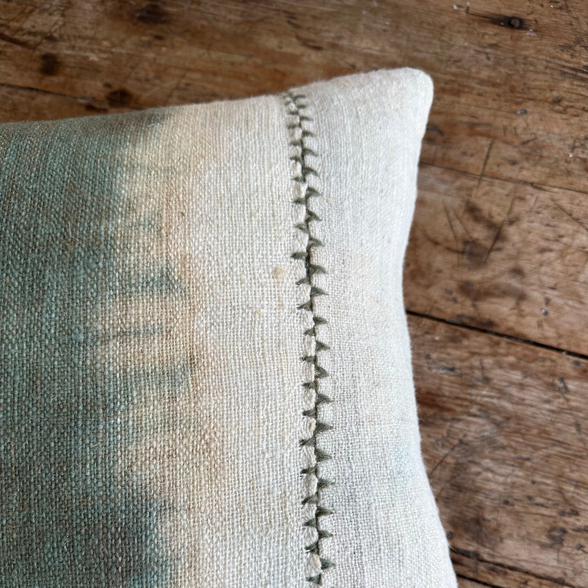 Dip-Dyed Wool Pillow With Blue-Green Center, 16x24 - Bloomist