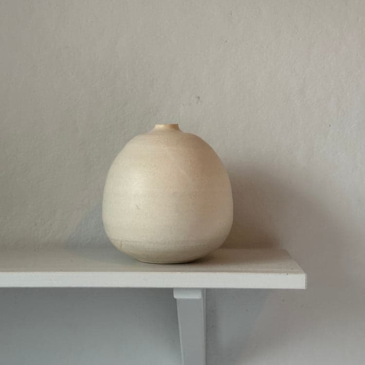 XL Stoneware Orb Vase, Ivory