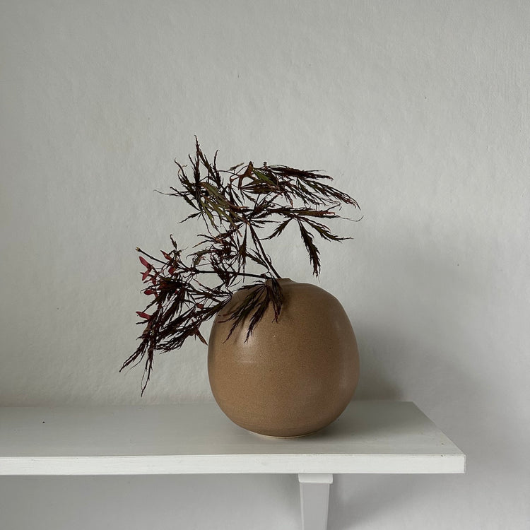 XL Stoneware Orb Vase, Mocha Brown - Bloomist